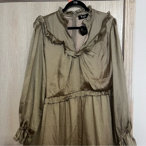 Gold Fall Ruffle Dress - Picture 2 of 5